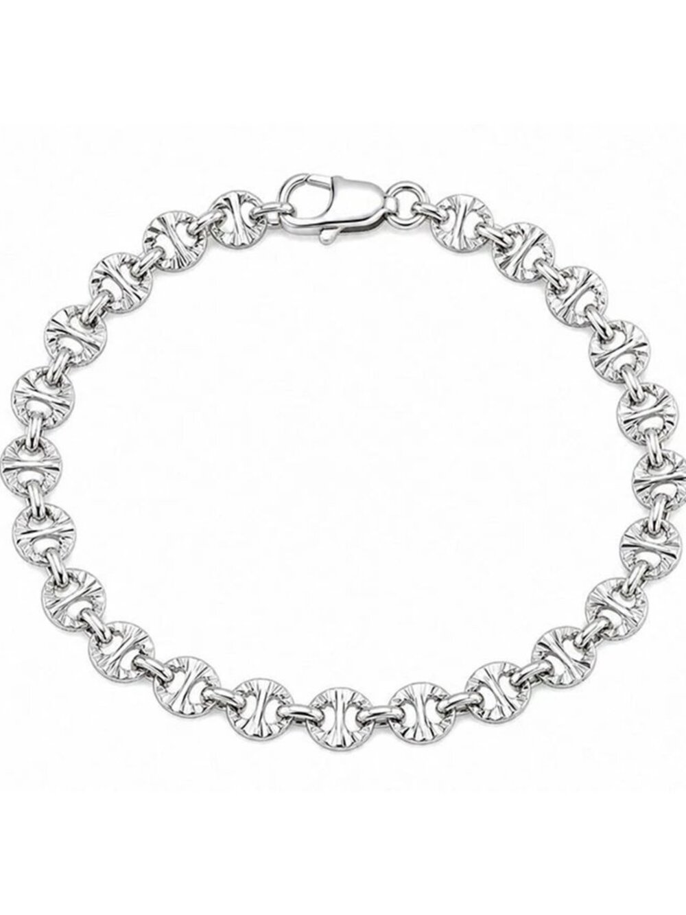 Daimond Cut Anchor Bracelet .925 Sterling Silver